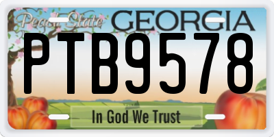 GA license plate PTB9578
