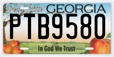 GA license plate PTB9580