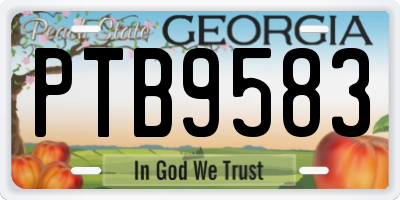 GA license plate PTB9583