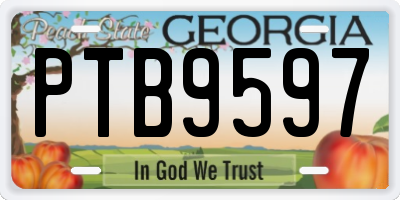 GA license plate PTB9597
