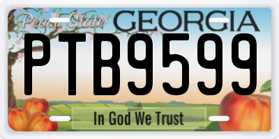 GA license plate PTB9599