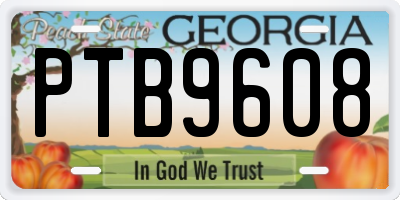 GA license plate PTB9608