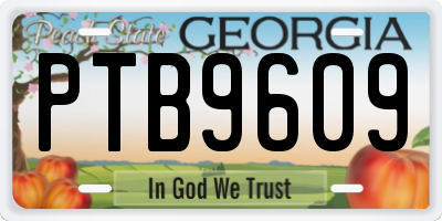 GA license plate PTB9609