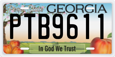 GA license plate PTB9611