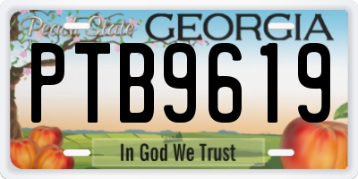 GA license plate PTB9619