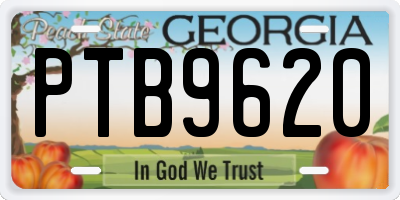 GA license plate PTB9620