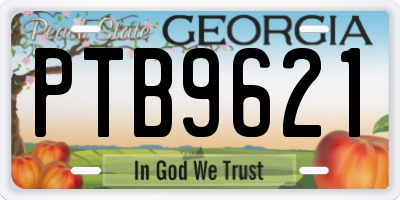 GA license plate PTB9621