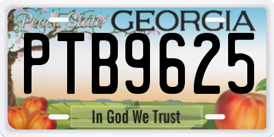 GA license plate PTB9625