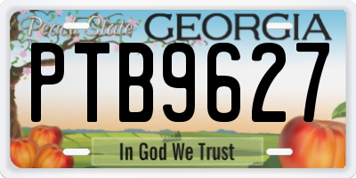GA license plate PTB9627