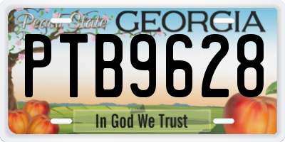 GA license plate PTB9628