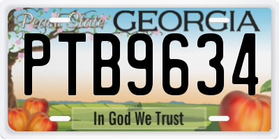 GA license plate PTB9634