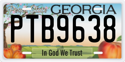 GA license plate PTB9638