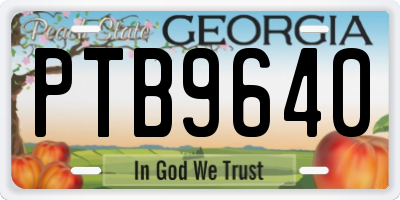 GA license plate PTB9640