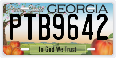 GA license plate PTB9642