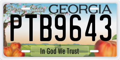 GA license plate PTB9643