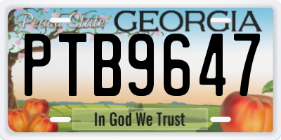 GA license plate PTB9647