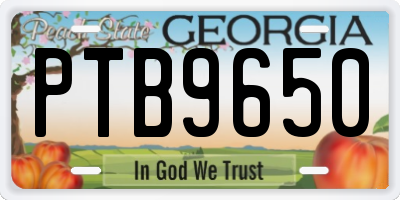 GA license plate PTB9650