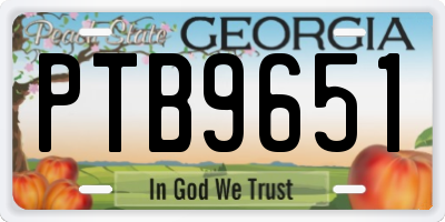 GA license plate PTB9651