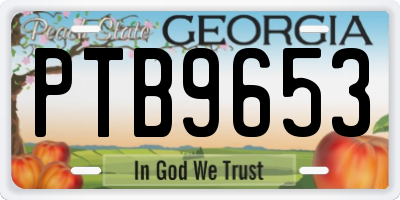 GA license plate PTB9653