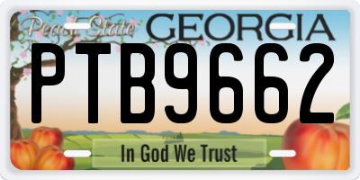 GA license plate PTB9662