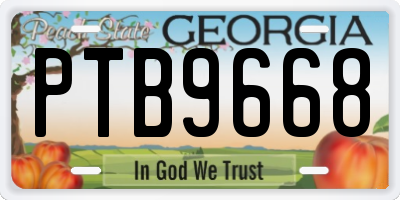 GA license plate PTB9668