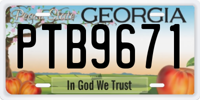 GA license plate PTB9671