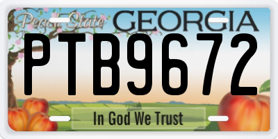 GA license plate PTB9672