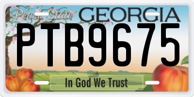 GA license plate PTB9675
