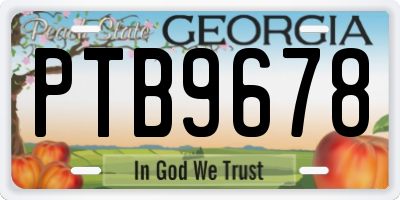GA license plate PTB9678