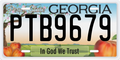GA license plate PTB9679