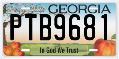 GA license plate PTB9681