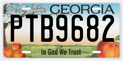 GA license plate PTB9682