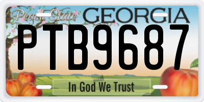 GA license plate PTB9687