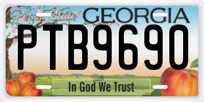 GA license plate PTB9690