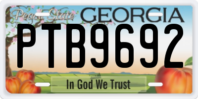 GA license plate PTB9692
