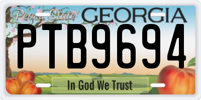 GA license plate PTB9694