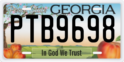 GA license plate PTB9698