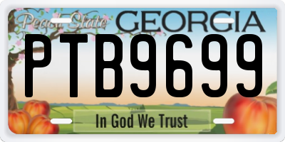 GA license plate PTB9699