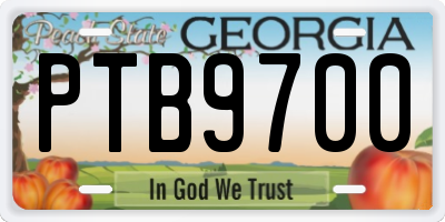 GA license plate PTB9700