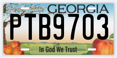 GA license plate PTB9703