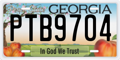 GA license plate PTB9704