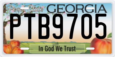 GA license plate PTB9705