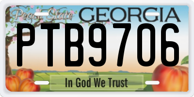 GA license plate PTB9706