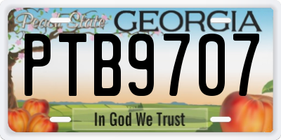 GA license plate PTB9707