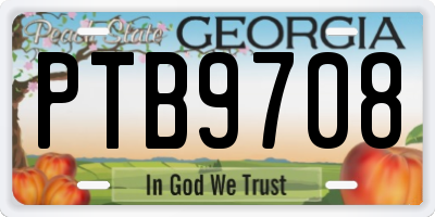 GA license plate PTB9708
