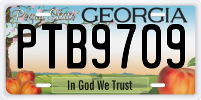 GA license plate PTB9709