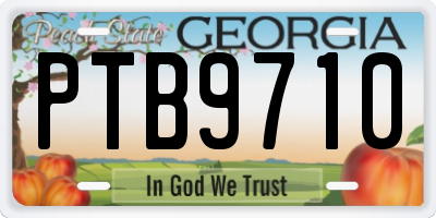 GA license plate PTB9710