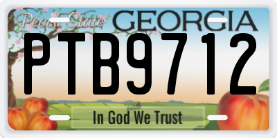 GA license plate PTB9712