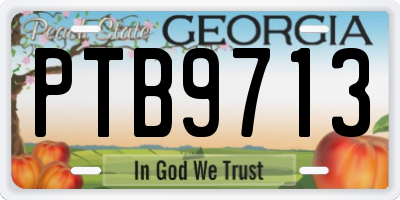 GA license plate PTB9713