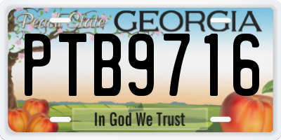 GA license plate PTB9716